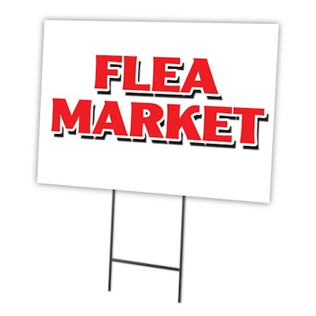 Signmission Flea Market Yard Sign & Stake outdoor plastic coroplast window, C-1824-DS-Flea Market C-1824-DS-Flea Market